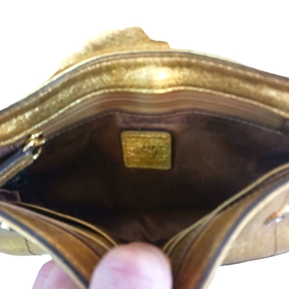 Vintage Milly Gold Leather Crossbody Bag Chain Strap - Picture 10 of 14
